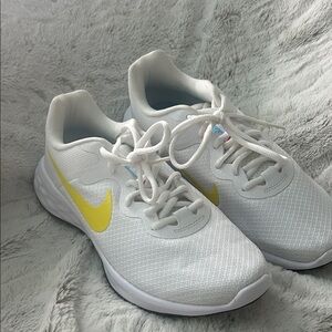 Nike White and Yellow Athletic Shoes